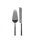 House Doctor HDLata Tortenmesser und Tortenheber Set mit dunkelgrünen Griffen aus Edelstahl, elegantes Kuchenbesteck für Kaffeetafel und Servieren