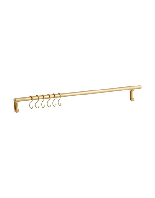 Nordal MALO Wandregal in Messingoptik mit sechs Haken und minimalistischem Design.