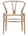 Carl Hansen Wishbone Chair CH24 in Buche geölt, mit Sitzfläche aus Naturkordel als Freisteller von vorne 