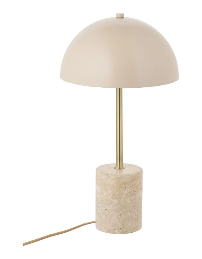 House Nordic Tischlampe Sheffield in Beige mit Marmorsockel und Stahl, elegante Tischleuchte mit E27 Fassung, 45 cm hoch