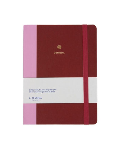 A-Journal Notizbuch Flow Cherry, liniertes Hardcover mit Soft-Touch, 21,5 × 16 cm.