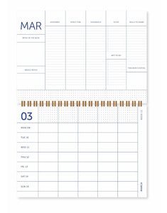 Familien Planer 2026 Beige von A-Journal – Spiralgebundene Jahresagenda für bis zu fünf Personen mit Wochenübersichten, Checklisten, Stickerblatt und cremefarbenem FSC-Papier.