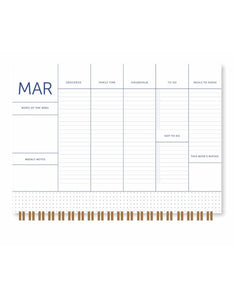 Familien Planer 2026 Beige von A-Journal – Spiralgebundene Jahresagenda für bis zu fünf Personen mit Wochenübersichten, Checklisten, Stickerblatt und cremefarbenem FSC-Papier.