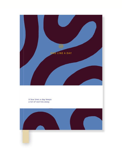 A-Journal One Line a Day Flow Tagebuch in Blau-Braun, 19x13 cm, 3 cm dick.