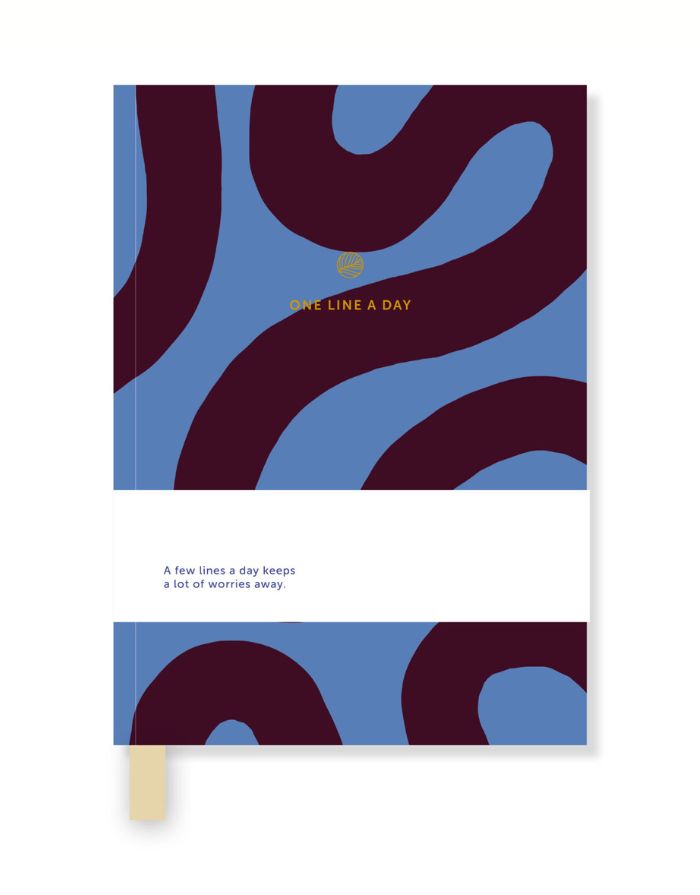 A-Journal One Line a Day Flow Tagebuch in Blau-Braun, 19x13 cm, 3 cm dick.
