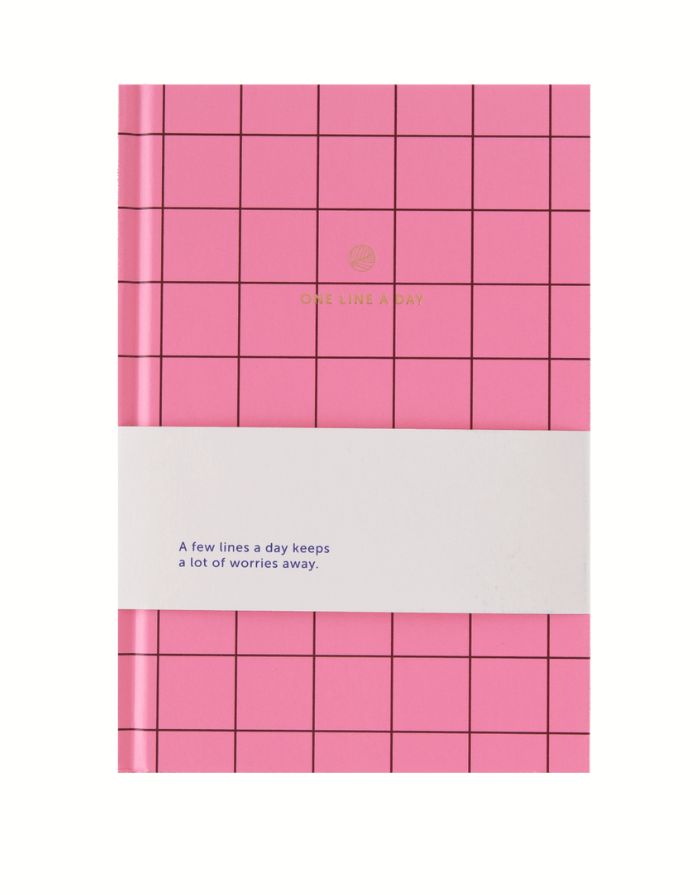 A-Journal One Line a Day Tagebuch in rosa kariertem Design, 5-Jahres-Journal, Hardcover 19x13 cm.