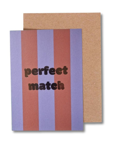 Ava und Yves Klappkarte Perfect Match – DIN A6 Recyclingpapier mit Umschlag, Design Flieder/Orange, hergestellt in Deutschland.