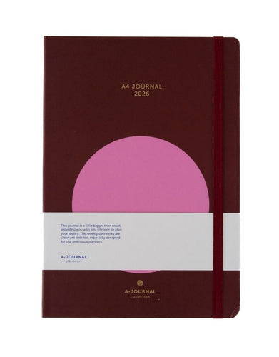 Kalender My Journal 2026 A4 Circle von A-Journal – großformatiger Hardcover-Planer mit minimalistischem Design, Wochen- und Monatsübersichten, Zeitspalten und Lesebändchen.