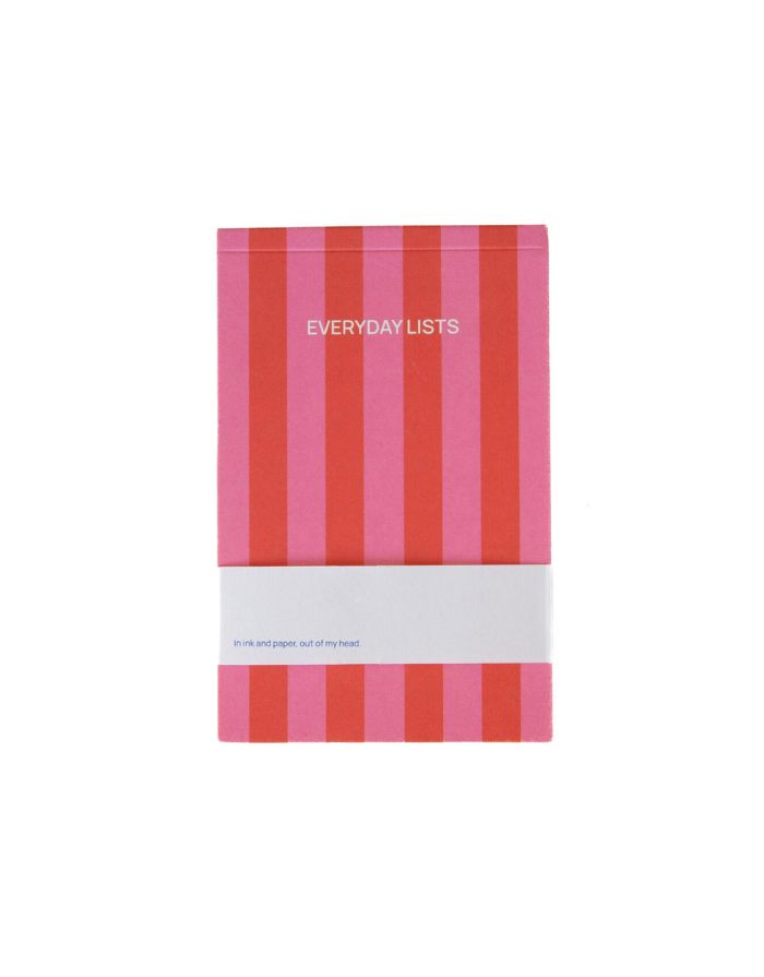 Notizblock Stripes Pink/Red von A-Journal mit hochwertigem Schreibpapier und leicht abtrennbaren Seiten im modernen Streifendesign.