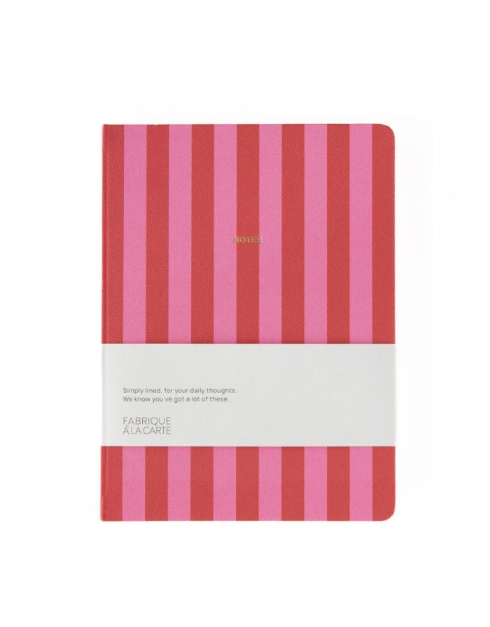 A-Journal Notizbuch Fabrique Stripes Pink mit Hardcover und pinkem Streifen-Design.