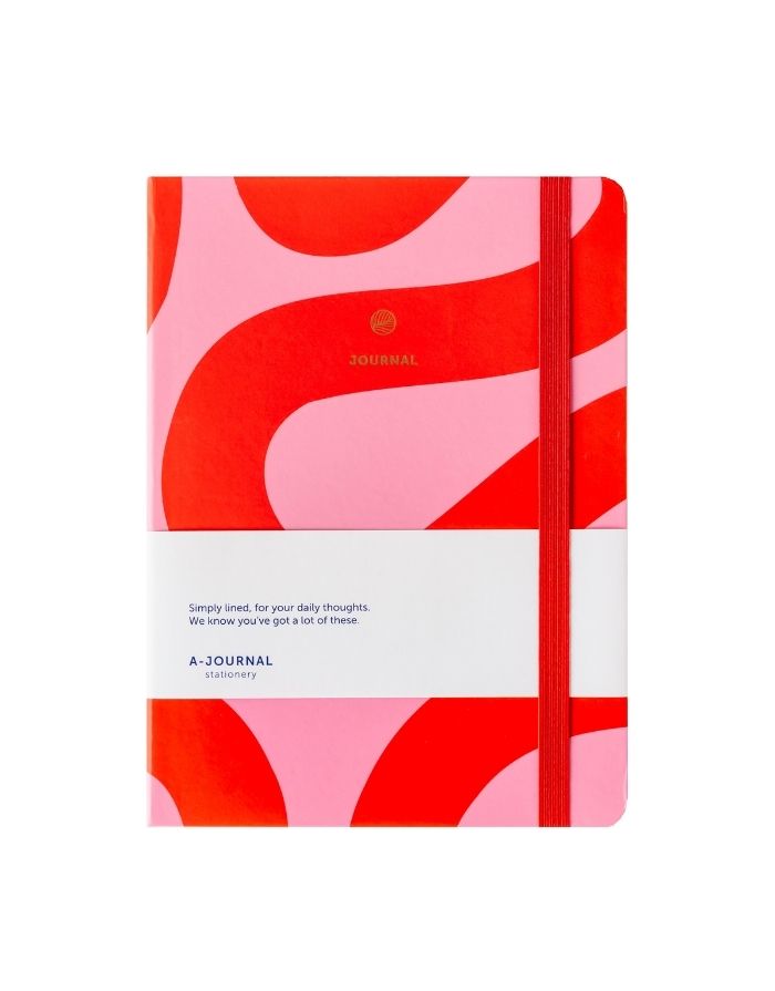 Notizbuch von A Journal in Rosa und Rot von vorne