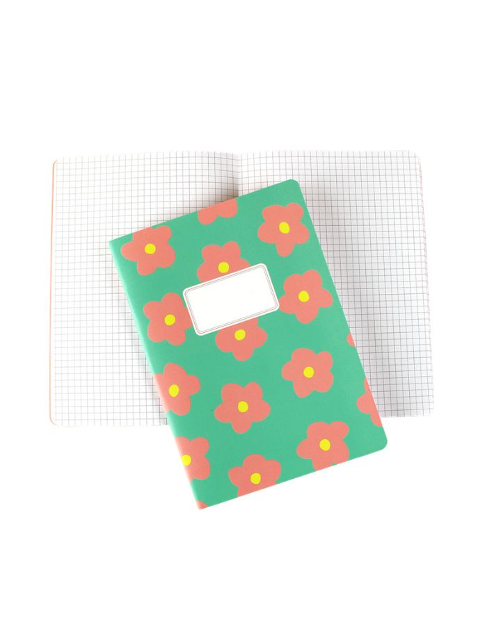 Notizheft Flowers Mint, Rosa und Gelb von Ava & Yves im A5-Format mit floralem Design, stabilem Kartonumschlag und 60 Seiten Freisteller