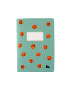 Notizheft kariert I Mint/Smilies Orange