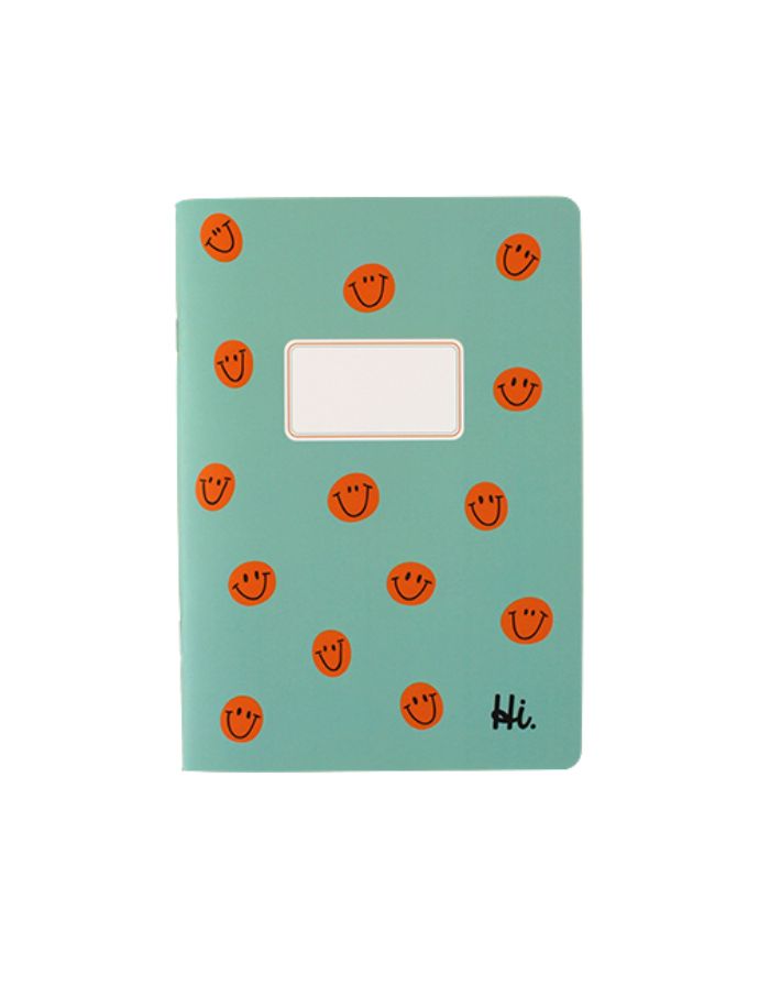 Notizheft kariert I Mint/Smilies Orange