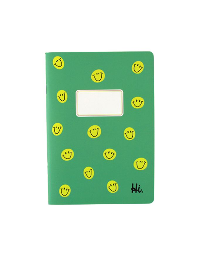 Notizheft liniert I Grün/Smilies Gelb