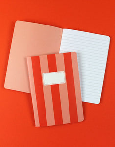 Notizheft liniert I Streifen - Orange/Apricot