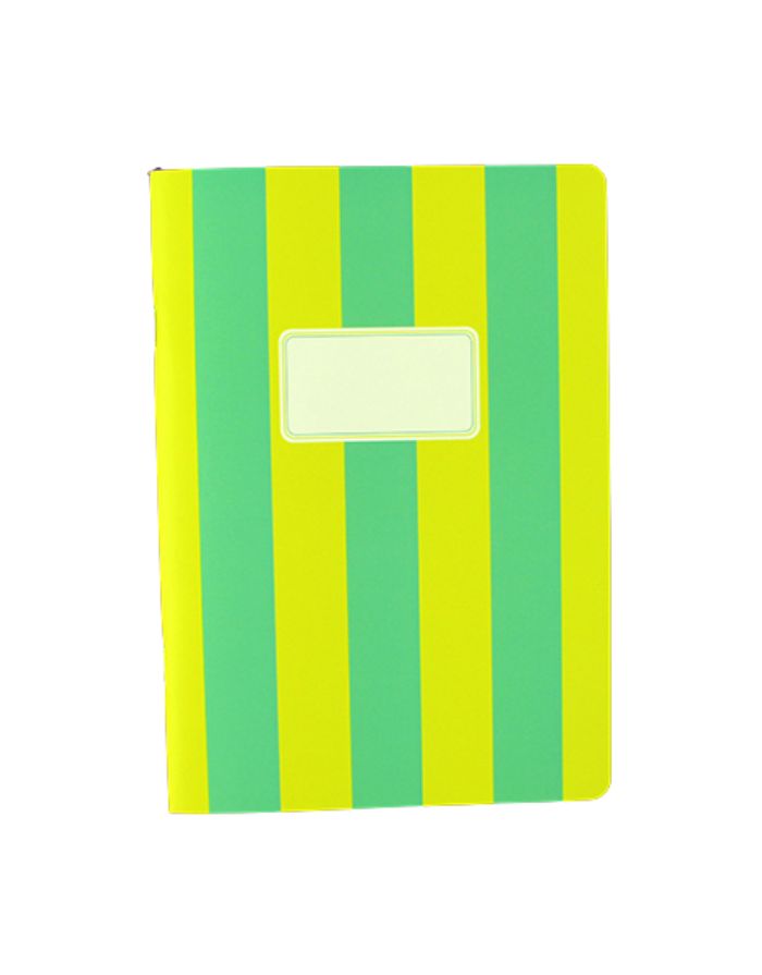 Notizheft Streifen Mint und Lemon von Ava & Yves im A5-Format mit stabilem Kartonumschlag und 60 Seiten für Schule und Alltag.