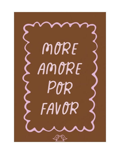 Poster More Amore von nordlykk im Format A3 auf mattem 350 g Papier – minimalistisches Design mit Schriftzug „More Amore“ für moderne Wohnräume.