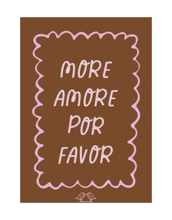 Poster More Amore von nordlykk im Format A3 auf mattem 350 g Papier – minimalistisches Design mit Schriftzug „More Amore“ für moderne Wohnräume.