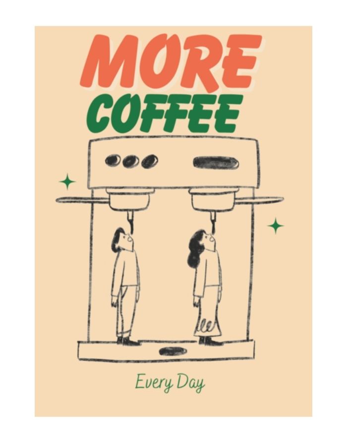 Poster Coffee Club Siebträger von nordlykk im Format A2 auf mattem, beschichtetem 350 g Papier – minimalistisches Design für Kaffeeliebhaberinnen.*