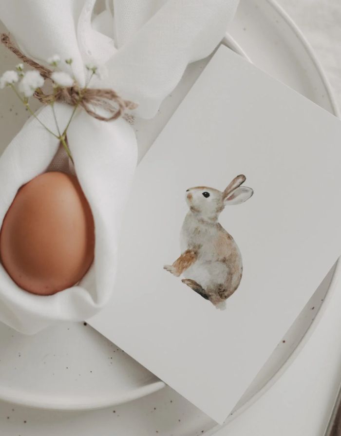 Postkarte zu Ostern mit Osterhase von Eulenschnitt