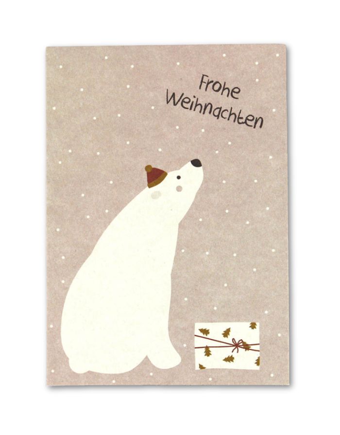 Postkarte I Eisbär mit Päckchen