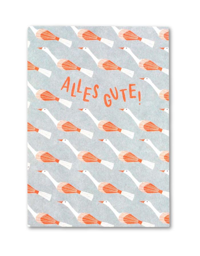 Postkarte I Gänse - Alles Gute Blau
