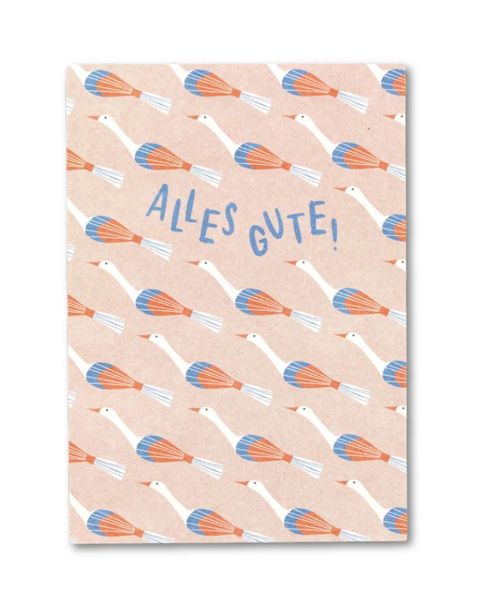 Postkarte I Gänse - Alles Gute Rosa