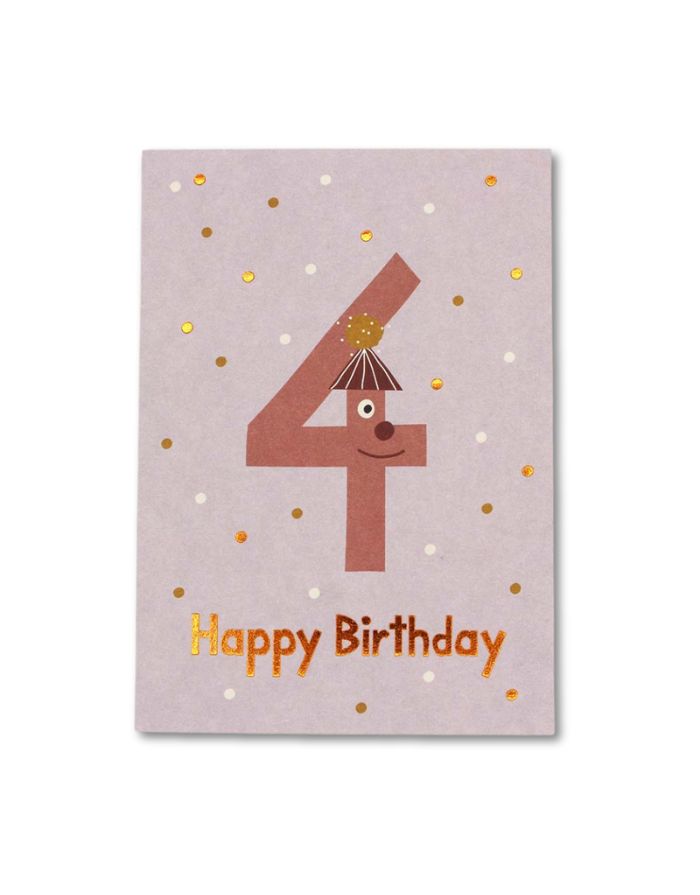 Postkarte I Geburtstag Zahl 4