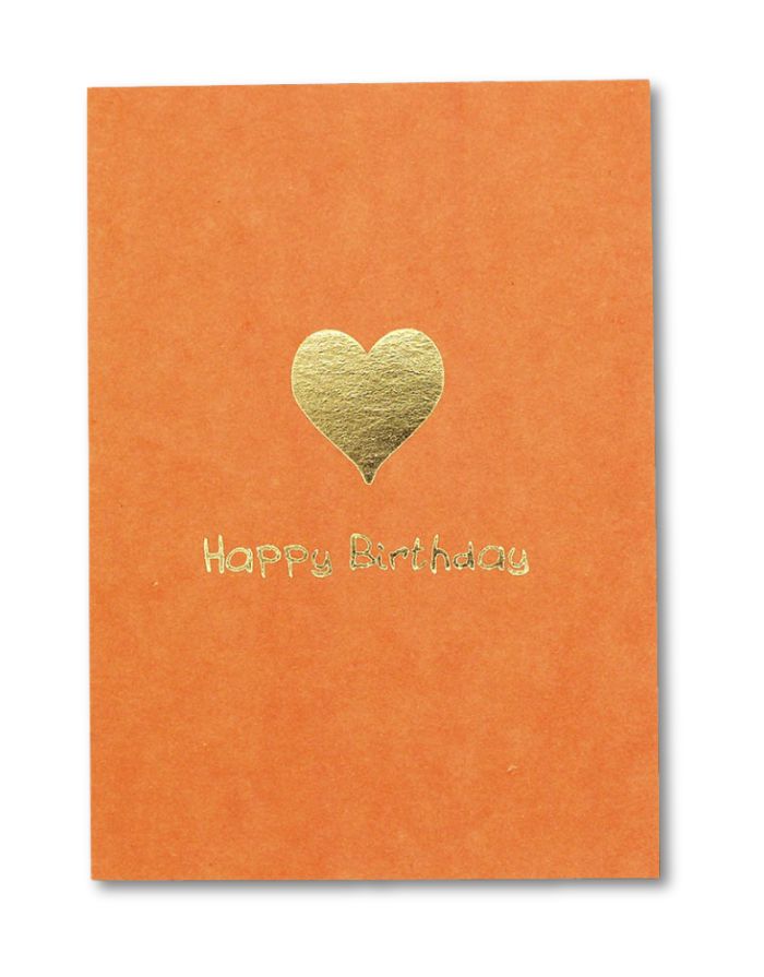 Postkarte I Happy Birthday orange mit Herz