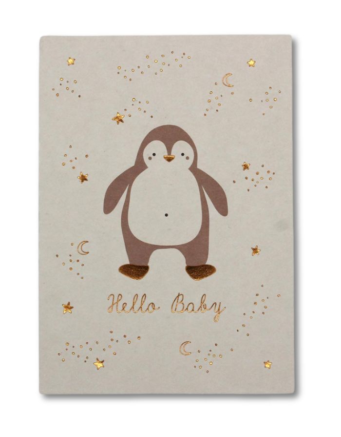 Postkarte I Pinguin rosé - Hello Baby