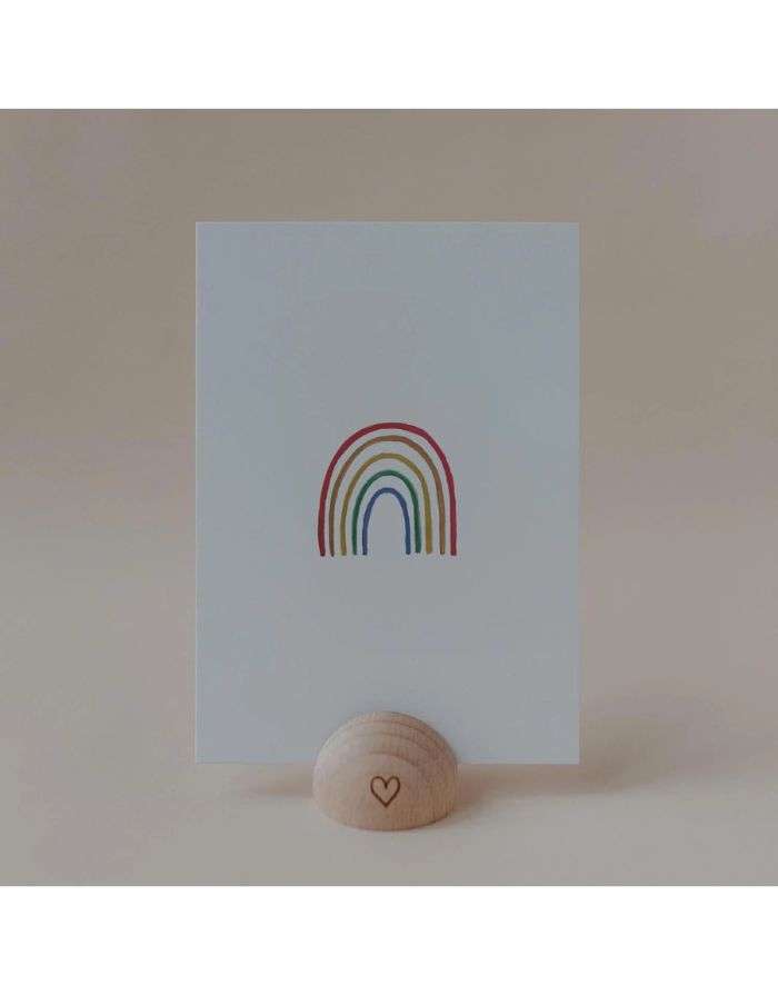 Aquarellkarte Rainbow von Eulenschnitt, zeigt einen bunten Regenbogen, A6, 400 g matt lackiertes Papier.