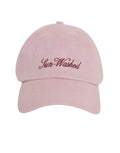 MSCH Copenhagen Cap Bonna Sun Washed Lotus Soft Pink aus Leinen mit Stickerei und gebogenem Schirm.