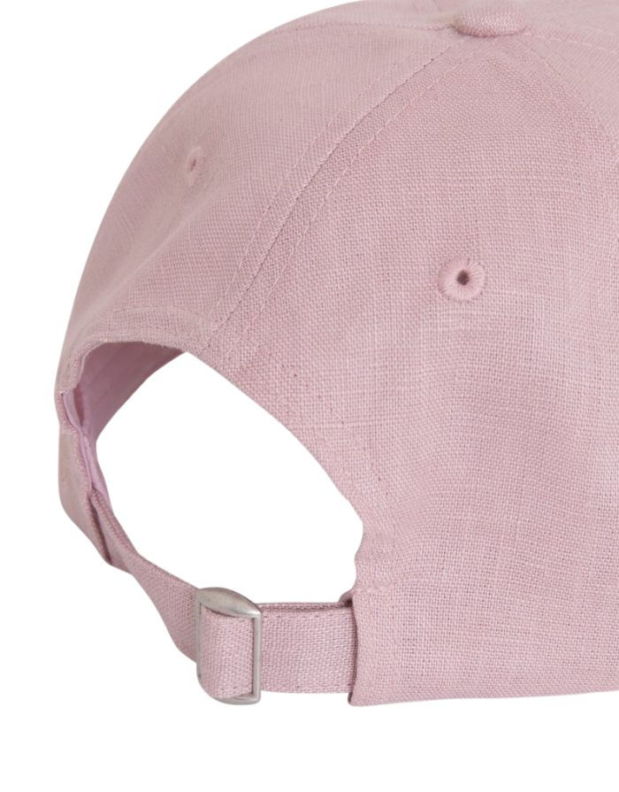 MSCH Copenhagen Cap Bonna Sun Washed Lotus Soft Pink aus Leinen mit Stickerei und gebogenem Schirm.