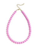 Kurze Perlenhalskette aus Resin mit Edelstahl-Elementen und verstellbarer Länge in Pink