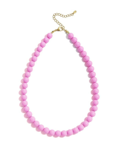 Kurze Perlenhalskette aus Resin mit Edelstahl-Elementen und verstellbarer Länge in Pink