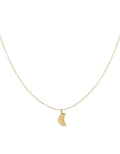 Goldene Halskette mit Croissant-Anhänger.
Wasserfester Edelstahlschmuck mit Pariser Flair.
