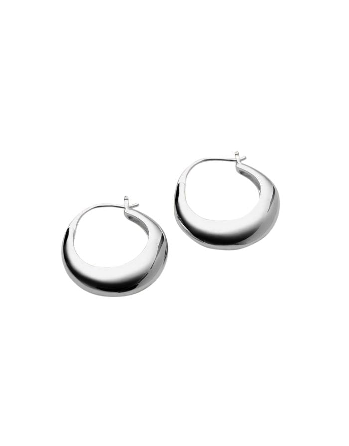 Pernille Corydon Atlas Ohrringe silber oval, poliert, 20 mm.