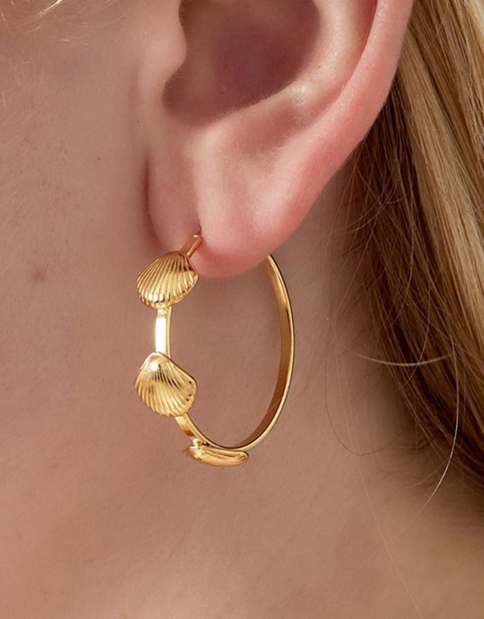 Ohrringe Shell Hoop I Gold