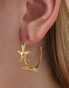 Ohrringe Star Hoop I Gold