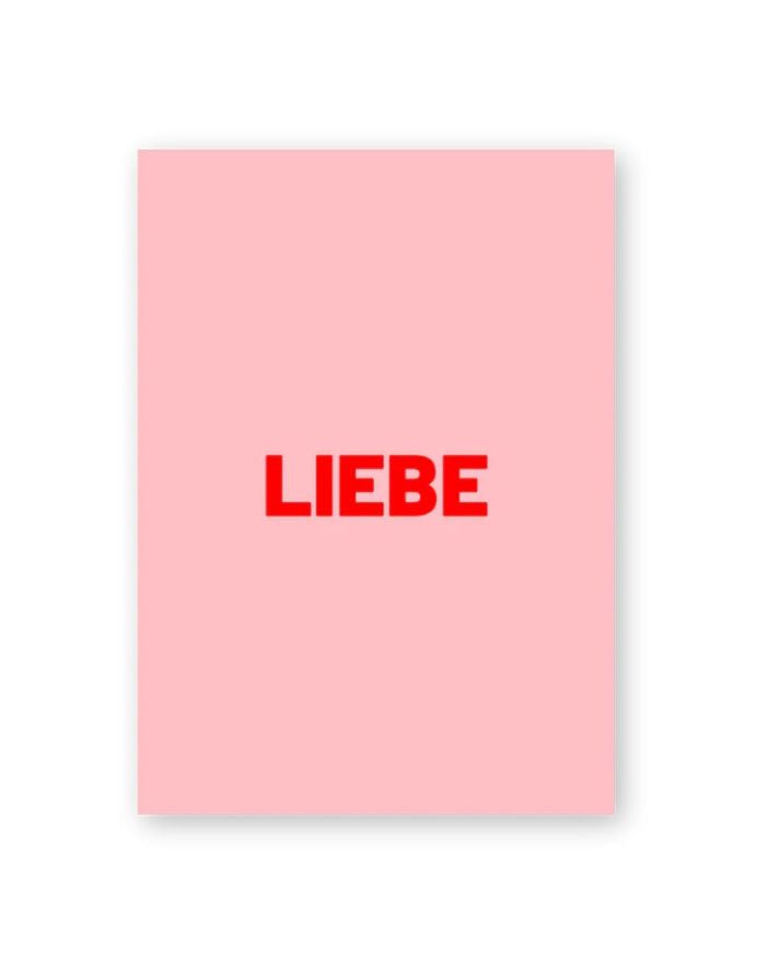 Postkarte von Herr und Frau Hempel aus hochwertiger Holzschliffpappe im DIN-A6-Format in Rosa mit der Aufschrift Liebe in Rot