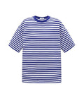 Blau gestreiftes Blocked Striped Tee T-Shirt aus Baumwolle mit bequemer Passform für den Alltag von vorne
