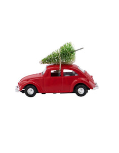 House Doctor Xmas Car Mini in Rot – nostalgisches kleines Auto mit Baum als Weihnachtsdekoration.