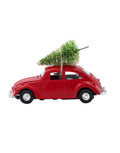 House Doctor Xmas Car in Rot – größeres nostalgisches Auto mit Baum als Weihnachtsdekoration.