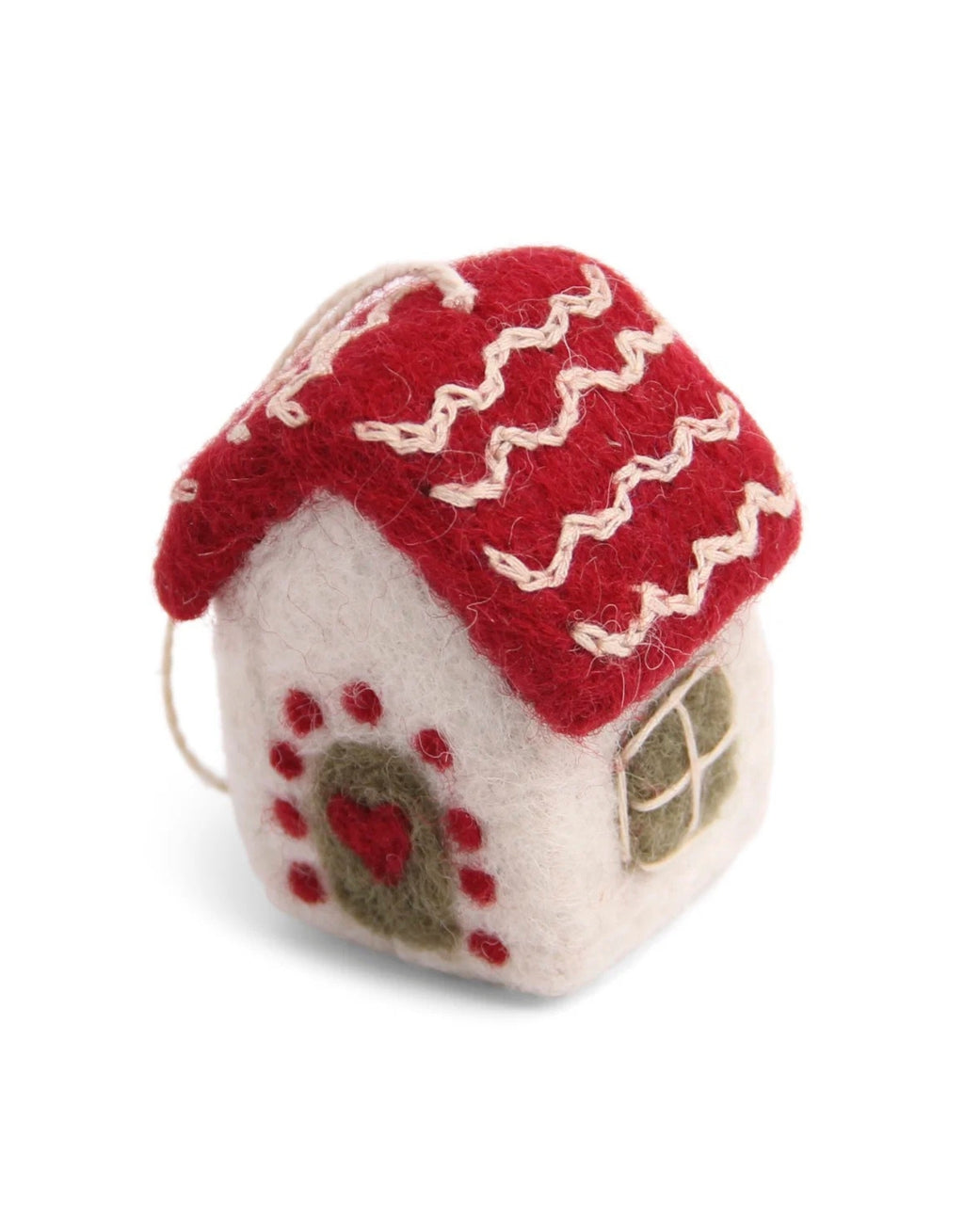  Mini X-Mas Haus von Gry und Sif, handgefertigtes weihnachtliches Miniaturhaus aus neuseeländischer Wolle mit skandinavischem Design, 6 cm hoch und 4 cm breit als Freisteller