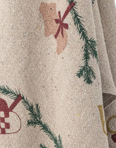 Bloomingville Decke Yule Natur aus recycelter Baumwolle – Weihnachtsmotiv
