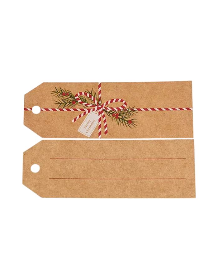 Braune Geschenkanhänger aus Papier von Det Gamle Apotek – 12 Stück im Set, Serie Funny.