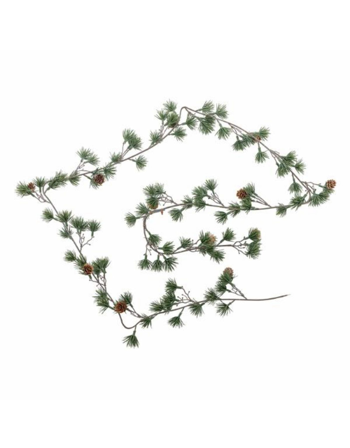 Grüne Cedar Girlande von Bloomingville mit künstlichen Zedernnadeln und kleinen Zapfen, 200 cm lang.