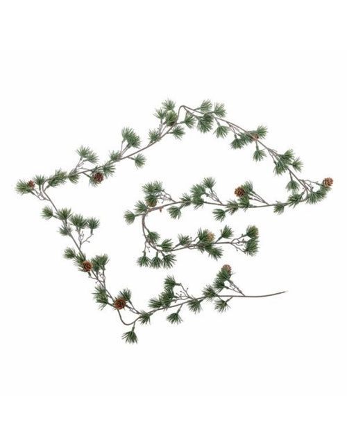 Grüne Cedar Girlande von Bloomingville mit künstlichen Zedernnadeln und kleinen Zapfen, 200 cm lang.