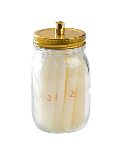 Goldfarbener Kerzenhalter aus Glas für 24 Kerzen von Det Gamle Apotek – stilvolle Adventsdekoration.